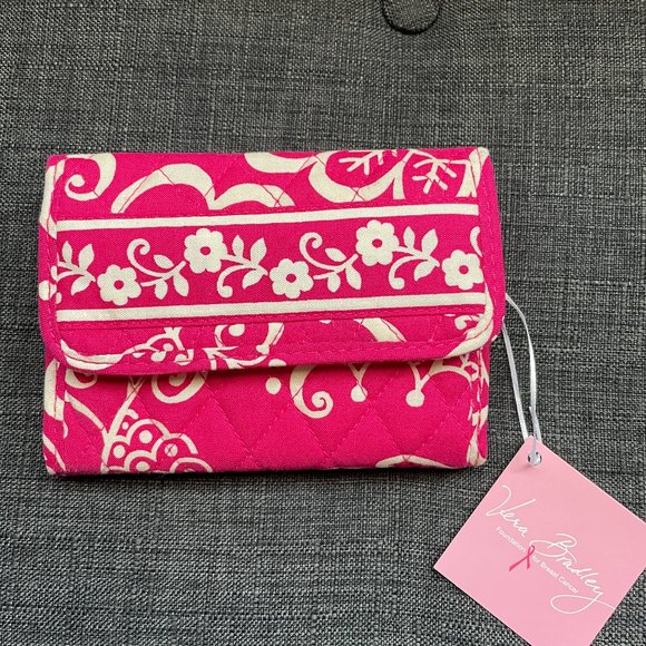 NWT Vera Bradley Twirly Birds Pink Euro Wallet - Picture 1 of 5